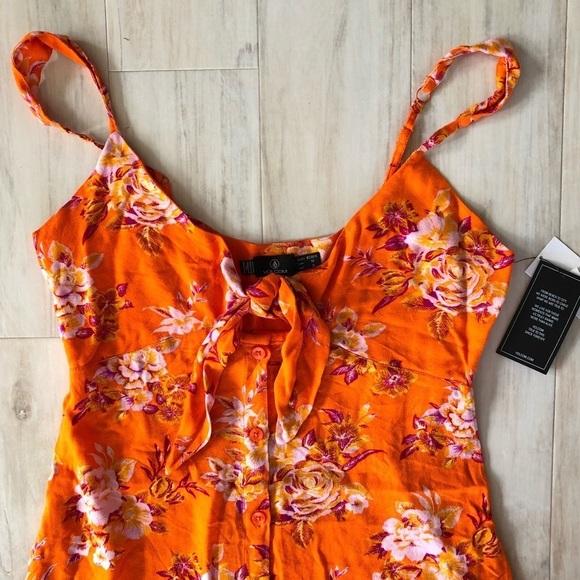 NWT Volcom Tie The Knot Bright Orange Dress - Picture 5 of 8